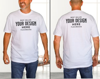 Real Model Mock | Comfort Colors C1717 White Tshirt Mockup | Front and Back | C1717 Mock | Simple Aesthetic Male Mock | C1717 Split Mockup