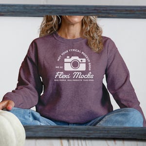 Heather Sport Dark Maroon Gildan 18000 Sweatshirt Mockup | G180 Crewneck Mock-up Autumn | Real Model | Casual Simple Fall Gildan 18000 Mock