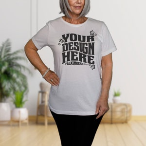 Bella Canvas 3001 Tshirt White Mockup | Front of BC3001 White T-shirt Mockup | Real Model Mock | Simple Minimal Trendy Shirt | Mom Tee Mock