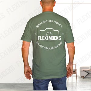 Real Model Mock | Comfort Colors C1717 Moss Tshirt Mockup | Back of Shirt | C1717 Mock | Simple Aesthetic Male Mock |  Moss Back Mockup