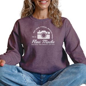 Heather Sport Dark Maroon Gildan 18000 Sweatshirt Mockup | G180 Crewneck Mock-up | Real Model | Simple Minimal Gildan 18000 Mock | G180 Red