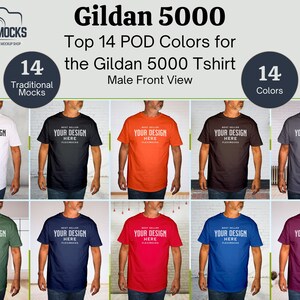 Gildan 5000 Mockup Bundle | Tshirt Mockup Bundle | Mens Mockup Bundle | Real Male Model | Gildan Tee | Top Gildan colors for POD Sellers