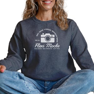 Dark Heather Gildan 18000 Sweatshirt Mockup | G180 Crewneck Mock-up | Real Model | Simple Minimal Gildan 18000 Mock | Gildan Grey Sweatshirt