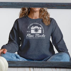 Dark Heather Gildan 18000 Sweatshirt Mockup | G180 Crewneck Mock-up Autumn | Real Model | Neutral Casual Simple Fall Gildan 18000 Mock