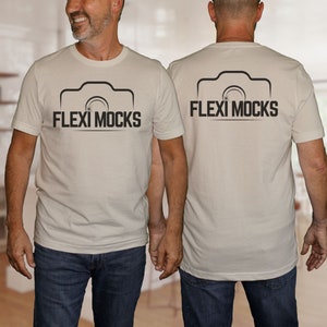 Bella Canvas 3001 Tshirt Natural Mock, Front Back BC3001 Natural T-shirt Mockup, Real Model Mock, Simple Minimal Trendy Shirt, Dad Tee Mock