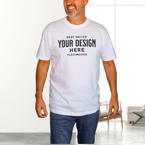 Real Model Mock | Comfort Colors C1717 White Tshirt Mockup | Dad Tee Mock | C1717 Mock | Simple Aesthetic Male Mock | Comfort Colors  1717