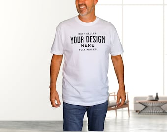 Real Model Mock | Comfort Colors C1717 White Tshirt Mockup | Dad Tee Mock | C1717 Mock | Simple Aesthetic Male Mock | Comfort Colors  1717