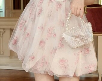 着物・セレモニードレス RIBBON LIKE BALLOON SKIRT セレモニー ベビードレス ホワイト ピンク サテン リボン