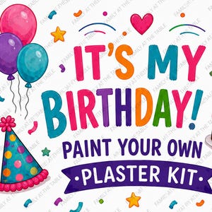 It's My Birthday - Paint Your Own Plaster Kit Printable Packaging Insert Backing Cards – Digital Download