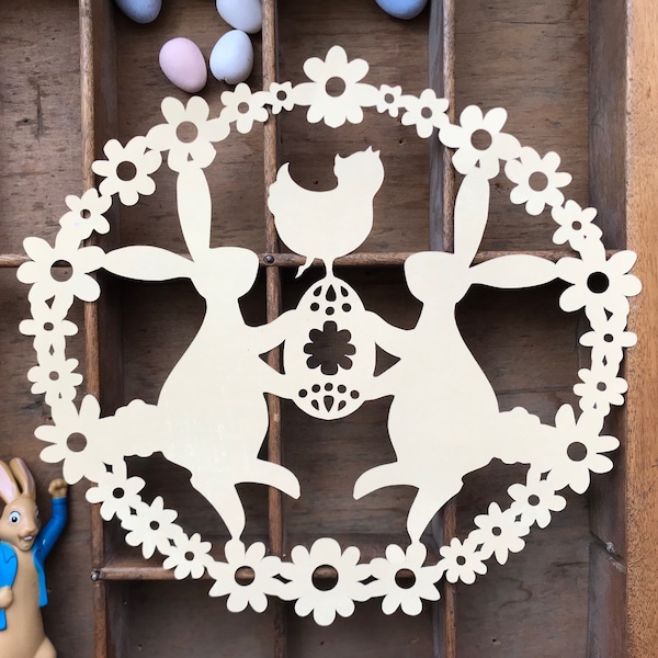 Easter Scene Papercutting Template - PDF for Handcut, SVG & DXF for Silhouette or Cricut