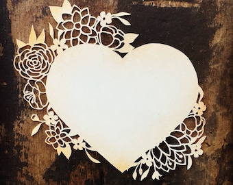 Floral Valentine Papercutting Template - PDF for Handcut, SVG & DXF for Silhouette or Cricut