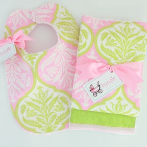 Burp the Baby Blossom Damask Set