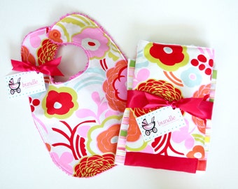 Burp the Baby Red Zinnia Set