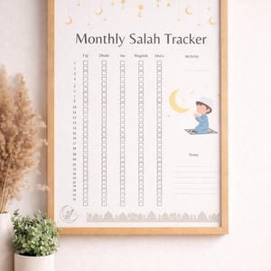 Salah Tracker för barn | Månatlig islamisk böneplan (digital nedladdning)