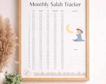 Kids Salah Tracker | Monthly Islamic Prayer Chart (Digital Download)