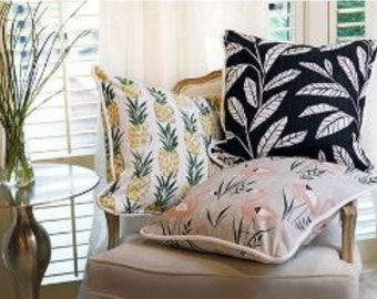 Summer Spring Pillow Covers|Tropical, Pineapple|Pelican|Luxe Pillow Covers|Choose Fabric|Multiple Sizes|Coastal Pillows|Beach House Pillow