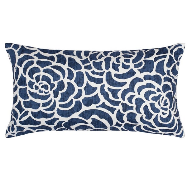 Scott Living Fabrics Peony Pillow Cover (Both Sides) Designer-Fabric Color-Size -Square, Euro Lumbar Sizes-Navy-Blue-Red-Green-Yellow
