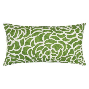 Scott Living Fabrics Peony Pillow Cover Both Sides Designer-Fabric Color-Size Square, Euro Lumbar Sizes-Navy-Blue-Red-Green-Yellow 5 Bonsai Green