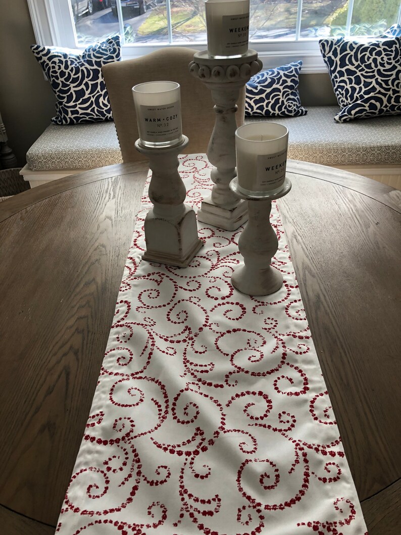 Holiday Christmas Table Runner Red White Table Runner Etsy