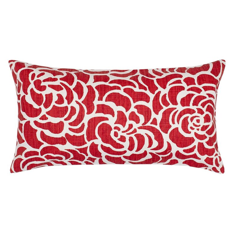 Scott Living Fabrics Peony Pillow Cover Both Sides Designer-Fabric Color-Size Square, Euro Lumbar Sizes-Navy-Blue-Red-Green-Yellow 3 Red Vermillion