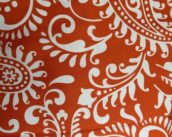 Premier Prints Indoor Fabric-Fabric by the Yard-Pillow Fabric-Cushion Fabric-Boat Fabric-Bright Orange White Paisley Fabric - Summer Fabric