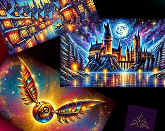 Download digital de Wizarding - Produto digital colorido - 3 lindos designs para qualquer amante de livros - Para impressão - Download instantâneo