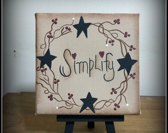 Primitive Star Vine Simplify 4 x 4 Canvas-Easel-Home Decor