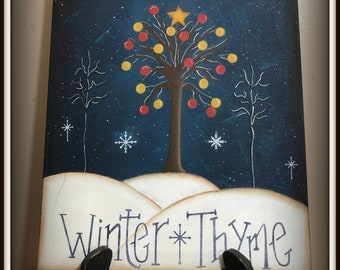 Winter Scene Hand Painted 11 x 14 Gallery Wrapped Canvas-Tree-Snow Wall Art