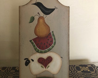 Primitive Breadboard Plaque-Sheep-Watermelon-Pear-Crow Home Decor