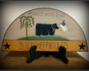 Primitive Black Sheep Americana Wood Door Crown-Home Decor