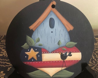 Americana Birdhouse Wreath Insert-Peg hook Decoration