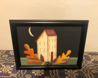 Fall Autumn 5"x7" Framed Saltbox House Canvas-Home Decor Picture