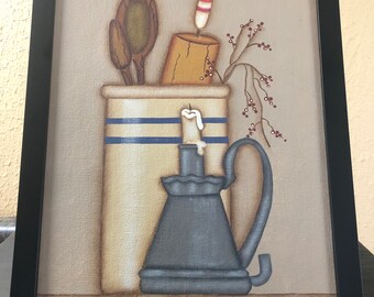 Primitive Antiques 8x10 Framed Canvas-Home Decor-Hand Painted