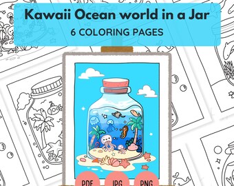 Kawaii Ocean World Coloring Pages | Summer Kids Activity (Printable Bundle)