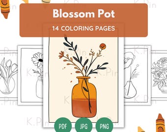 Floral Pot Coloring Pages: 14 Printable Designs (PDF, JPG, PNG)