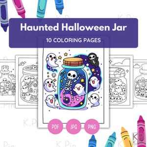 Dibujos para colorear de tarros de Halloween: 10 diseños espeluznantes (PDF, JPG, PNG)