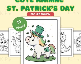 St. Patrick's Day Animal Coloring Pages for Kids (PDF, JPG, PNG)