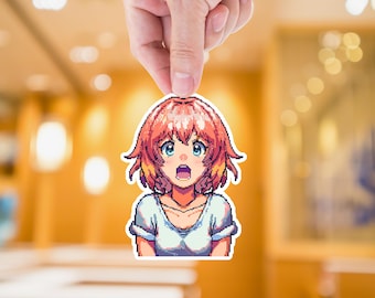 Anime Girl Pixel Sticker: Waterproof Vinyl Decal