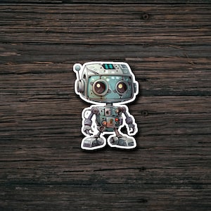 Robot Sticker | Waterproof | Vinyl Sticker | Laptop | Water Bottle | Scrapbook | Cartoon Style | Die Cut Sticker