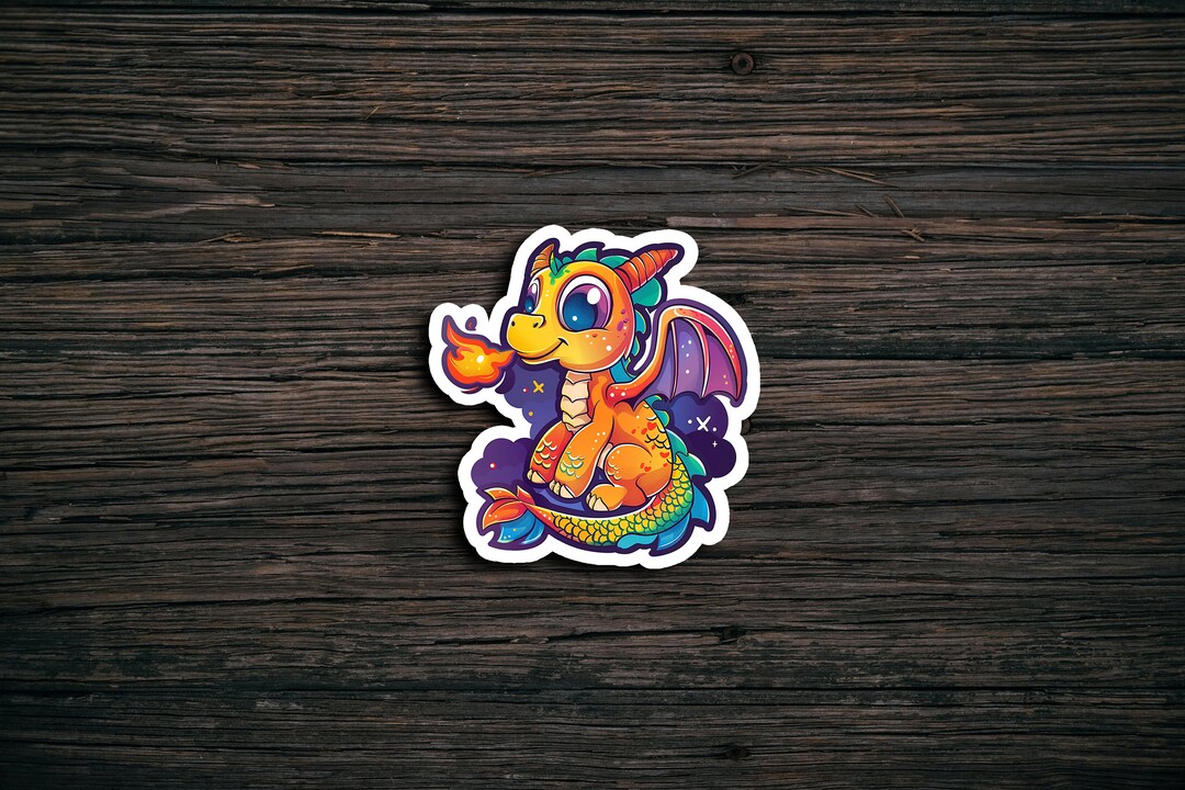 Cute Baby Dragon Sticker | Cartoon Style, Waterproof Vinyl - Etsy