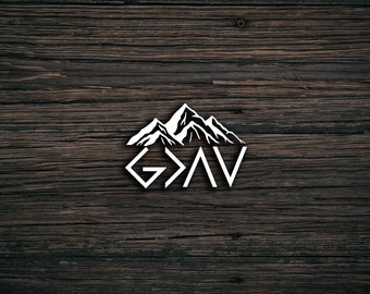 God is Greater Mountain Decal: Faith Inspired Car Sticker