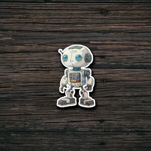 Robot Sticker | Waterproof | Vinyl Sticker | Laptop | Water Bottle | Scrapbook | Cartoon Style | Die Cut Sticker