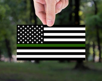 Thin Green Line Flag Sticker: Military Support USA Vinyl Decal