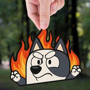 Angry dog meme sticker, cartoon dog on fire sticker, funny chaos sticker, stressed out humor decal, meltdown mood sticker Rage vinyl sticker