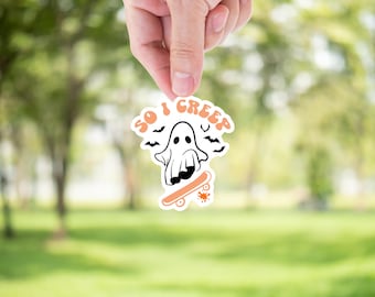 Halloween Ghost Sticker: Spooky Skateboard Vinyl Decal