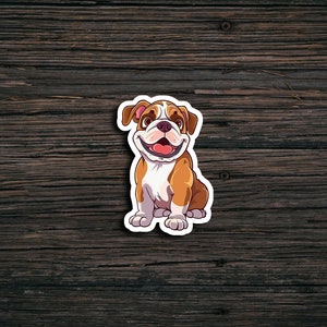 Cute Playful Bulldog Sticker | Waterproof | Vinyl Sticker | Laptop | Water Bottle | Scrapbook | Cartoon Style | Die Cut Sticker