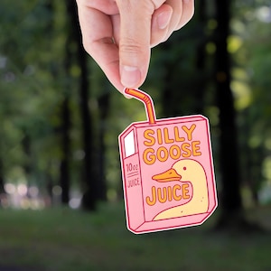 Silly Goose Juice Sticker, Funny Meme Sticker, Goose Cartoon Decal, Juice Box Humor, Cute Duck Sticker, Silly Animal Vinyl, Laptop Sticker