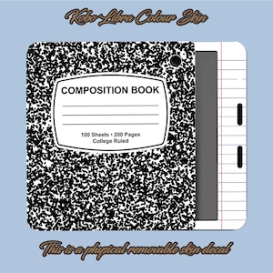 Composition Book Kobo Libra Colour Skin: Removable Vinyl Decal
