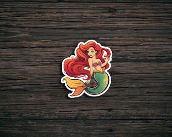 Little Mermaid Sticker, Waterproof Vinyl Decal