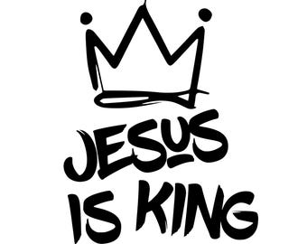Jesus Is King Decal: Christian Crown, Waterproof Vinyl Sticker